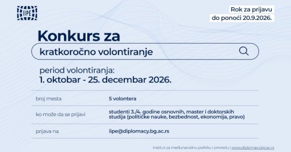 Конкурс за волонтирање – Институт за међународну политику и привреду